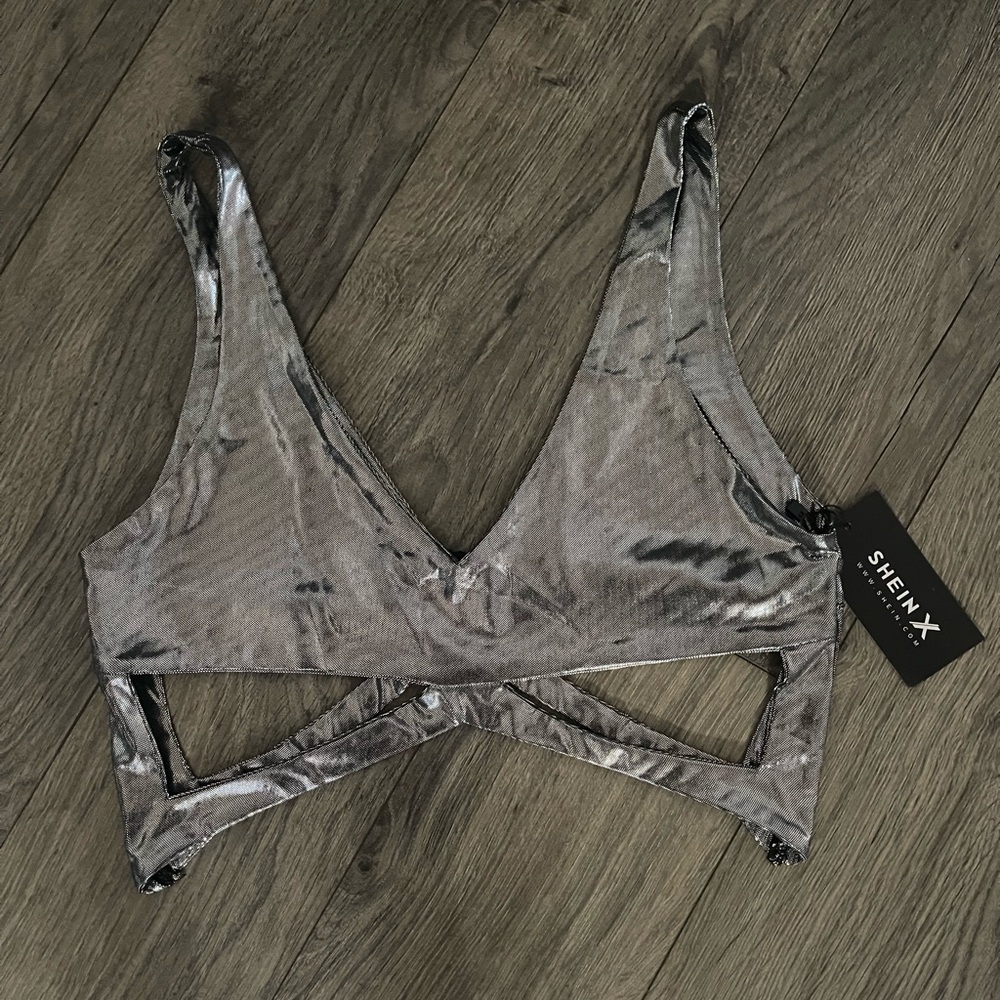 SHEIN X Silver Shiny Top!